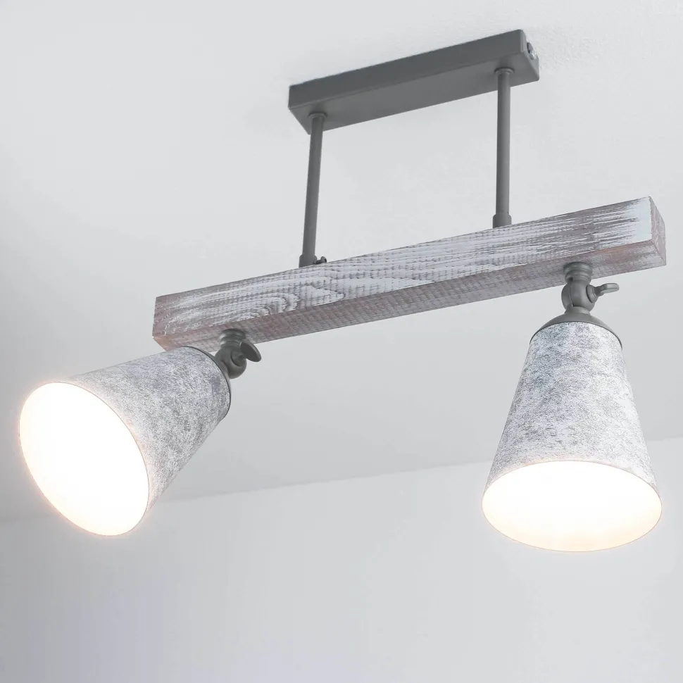 Küche Deckenlampe AGAP Echtholz Shabby Weiß 2xE27