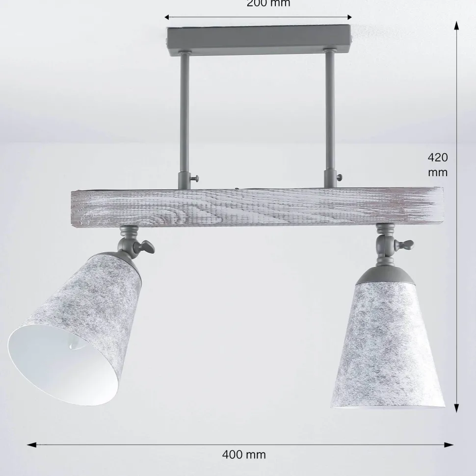 Küche Deckenlampe AGAP Echtholz Shabby Weiß 2xE27