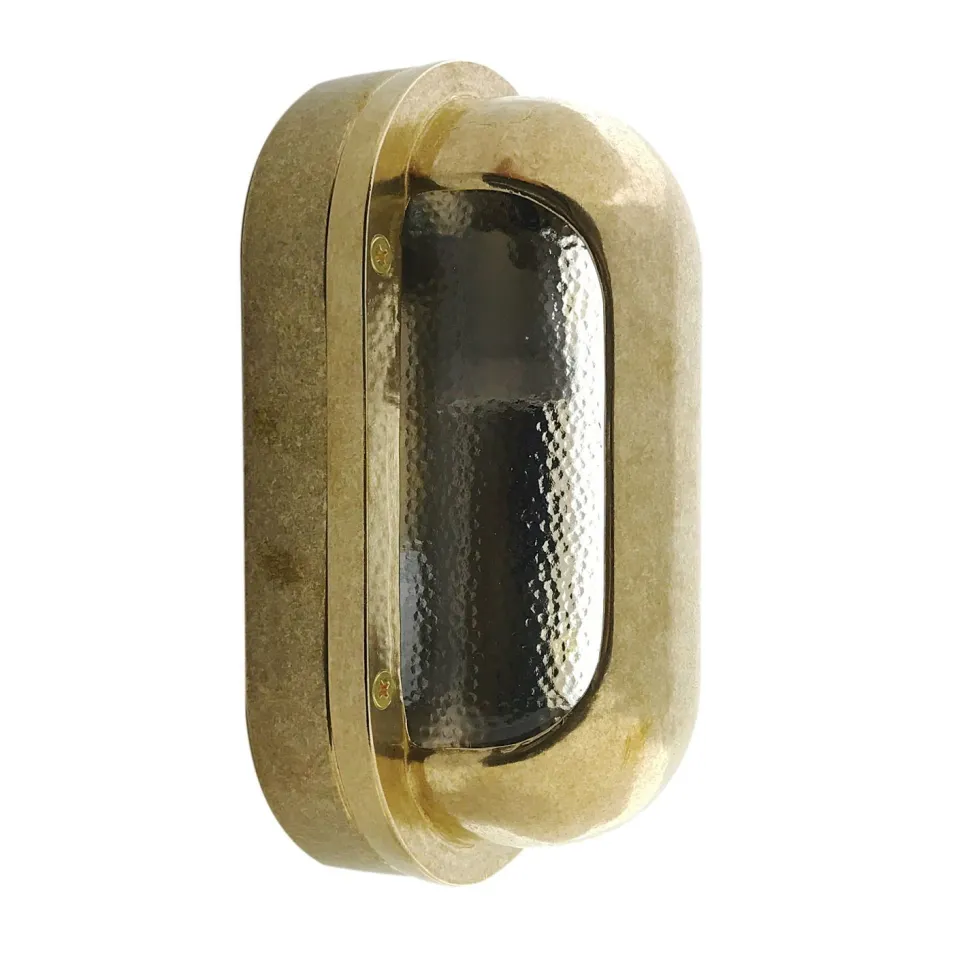 Kellerlampe Echt-Messing Glas E27 IP64 23 cm hoch IAST