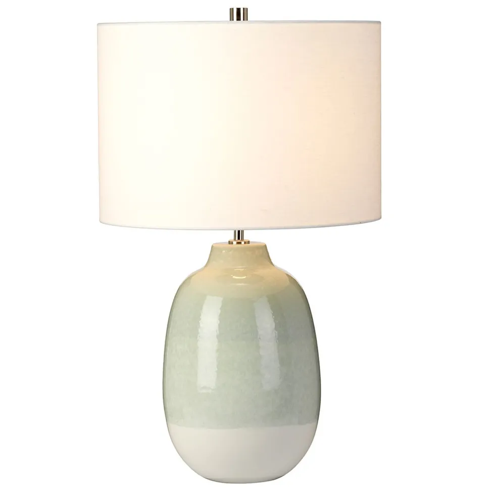 Keramik Tischlampe Creme Grün Klassisch 61cm LYSE