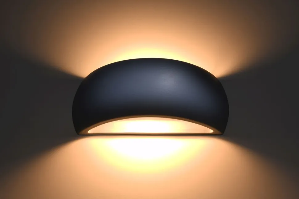 Keramik Wandlampe Up Down Grau indirekt 32 cm G9