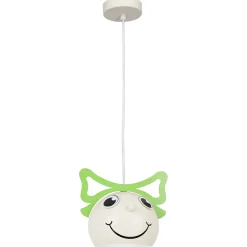 Kinderlampe Weiß Grün Ø 16,5 cm Glas Metall E27 Decke