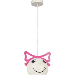 Kinderlampe Weiß Rosa Ø 16,5 cm Glas Metall E27 Decke