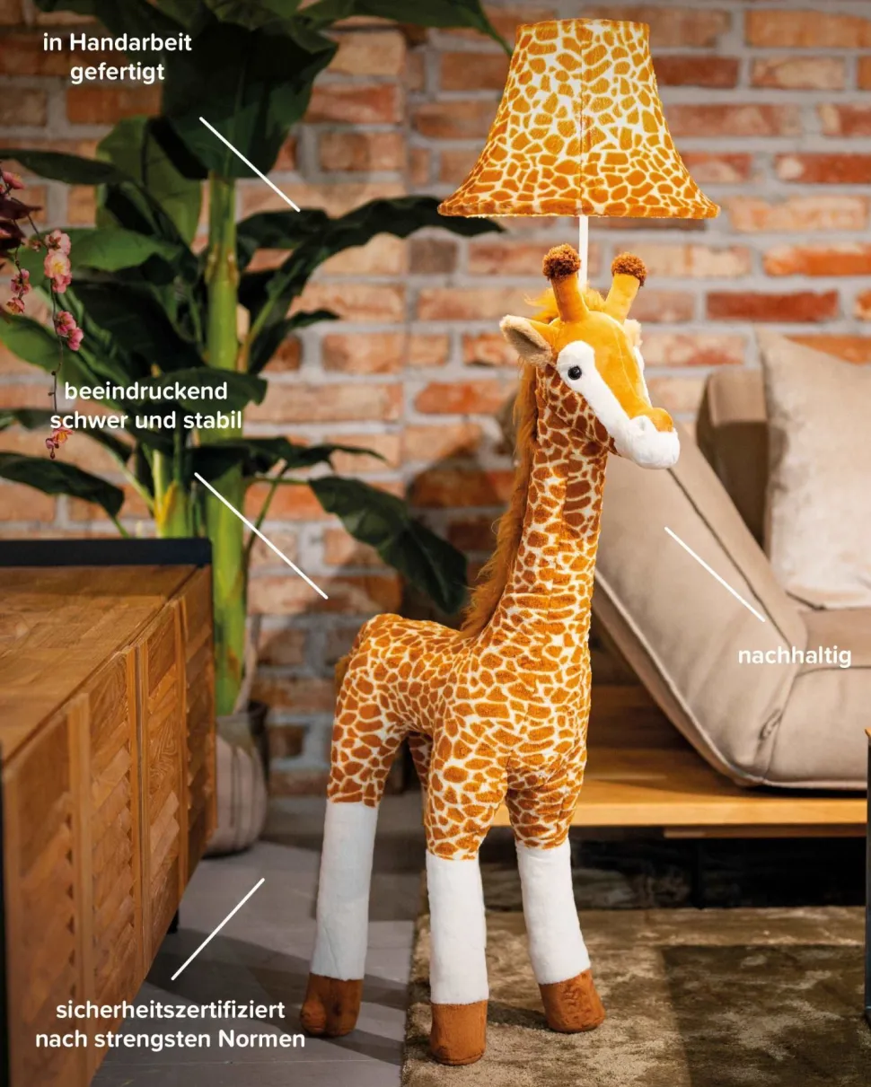 Kinderleuchte Giraffe 126 cm Braun Beige Weiß vegan LED