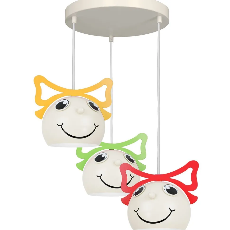 Kinderzimmer Hängelampe Weiß Bunt 3x E27 Glas Metall