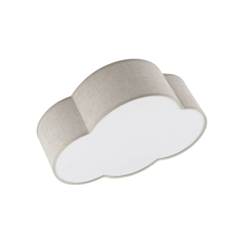 Kinderzimmer Wolkenlampe Beige Weiß Leinen B: 43 cm 2x E27