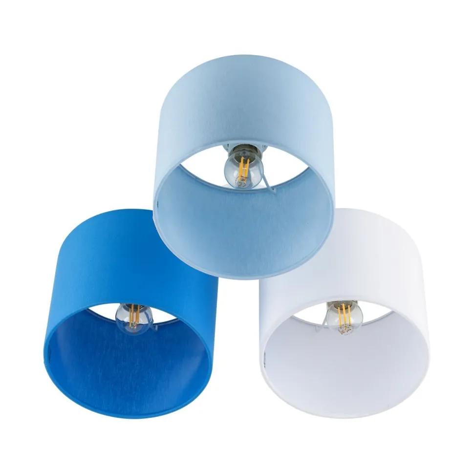 Kinderzimmerlampe Blau Weiß 3-flammig Stoff E27 Decke