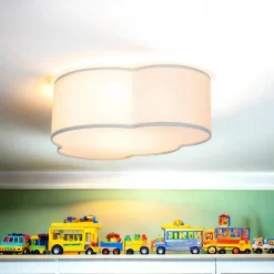 Kinderzimmerleuchte Grau Stoff Grau flach 2x E27 Wolke