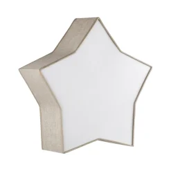 Kinderzimmerleuchte Leinen 45 cm lang Stern Weiß Beige 2x E27