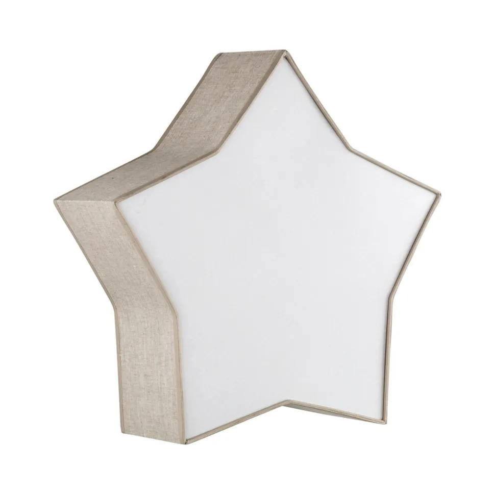 Kinderzimmerleuchte Leinen 45 cm lang Stern Weiß Beige 2x E27