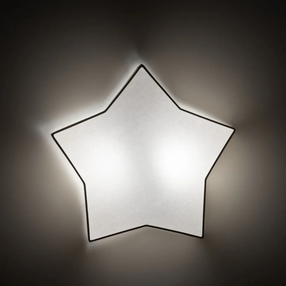 Kinderzimmerleuchte Leinen 45 cm lang Stern Weiß Beige 2x E27