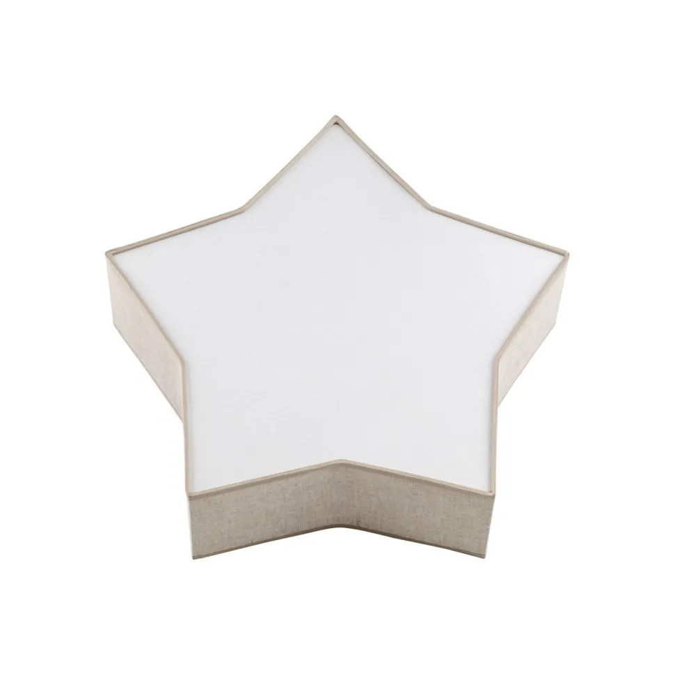 Kinderzimmerleuchte Leinen 45 cm lang Stern Weiß Beige 2x E27