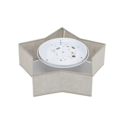 Kinderzimmerleuchte Leinen 45 cm lang Stern Weiß Beige 2x E27