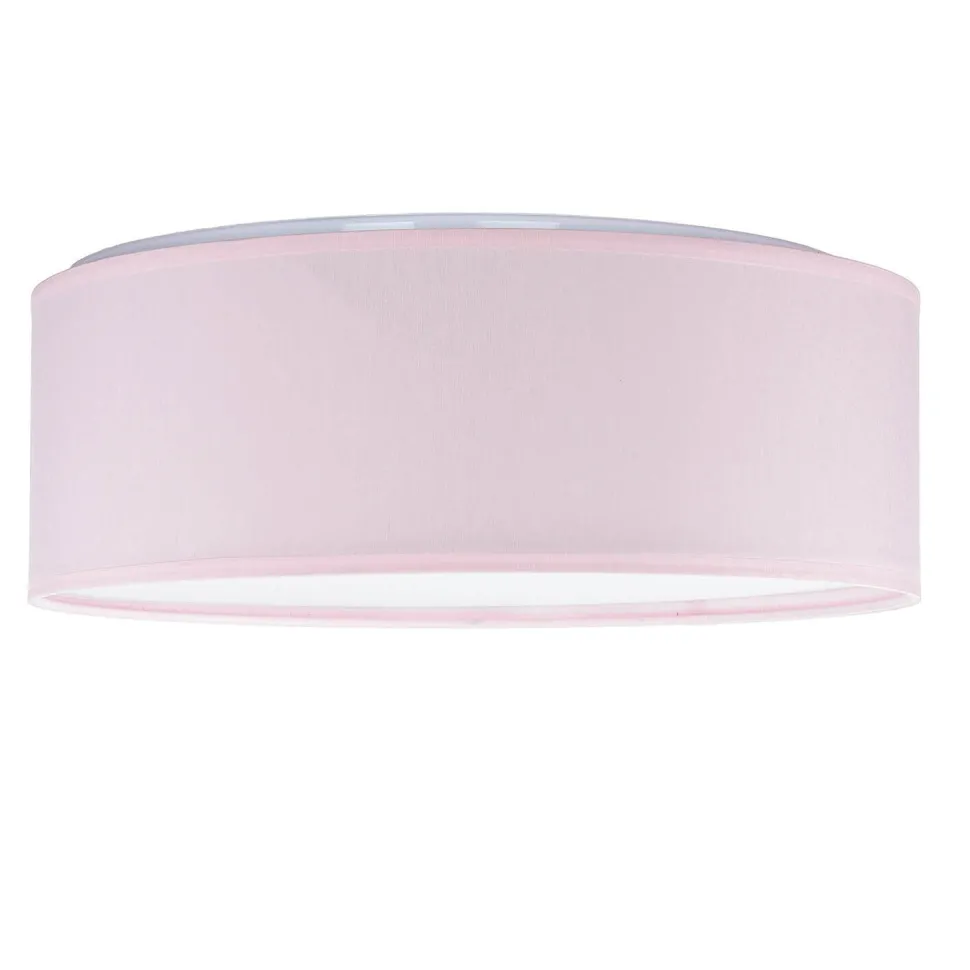 Kinderzimmerleuchte Rosa Ø 38 cm rund flach Stoffschirm