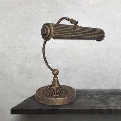 Klavierleuchte Messing H: 31,5 cm schwenkbar in Bronze antik