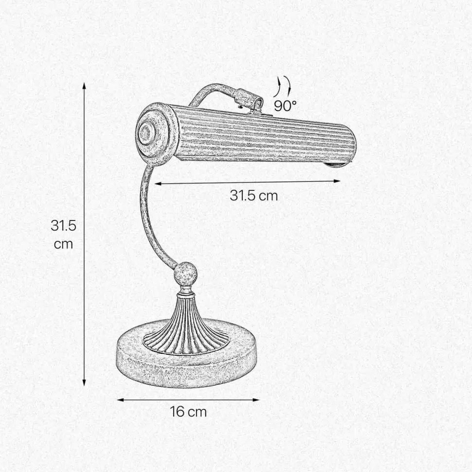 Klavierleuchte Messing H: 31,5 cm schwenkbar in Bronze antik