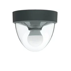 Kleine Deckenlampe Bad Ø18cm rund Grau IP44 E27