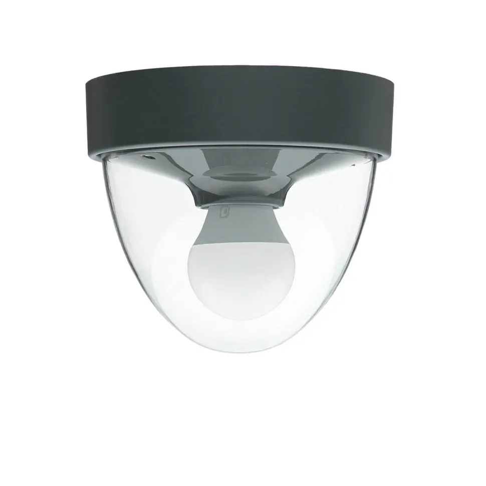 Kleine Deckenlampe Bad Ø18cm rund Grau IP44 E27