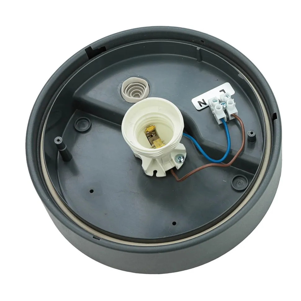 Kleine Deckenlampe Bad Ø18cm rund Grau IP44 E27