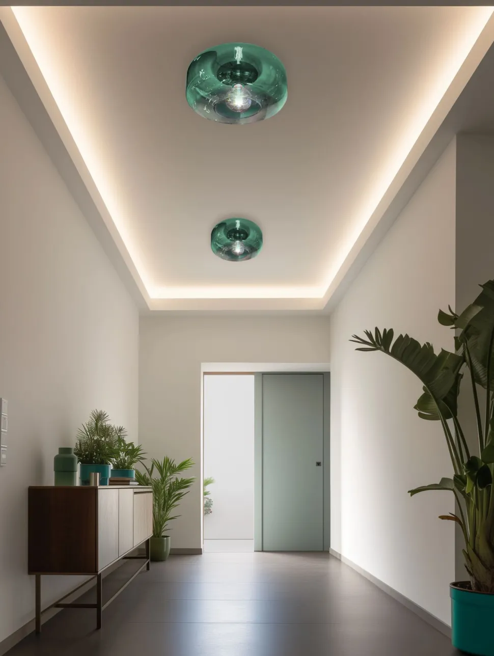 Kleine Deckenlampe Glas Grün rund Ø 35 cm E27 blendarm