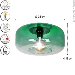 Kleine Deckenlampe Glas Grün rund Ø 35 cm E27 blendarm
