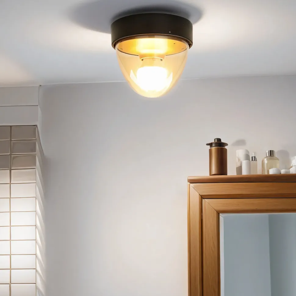 Kleine Deckenlampe Schwarz Gold Ø18cm rund IP44 E27