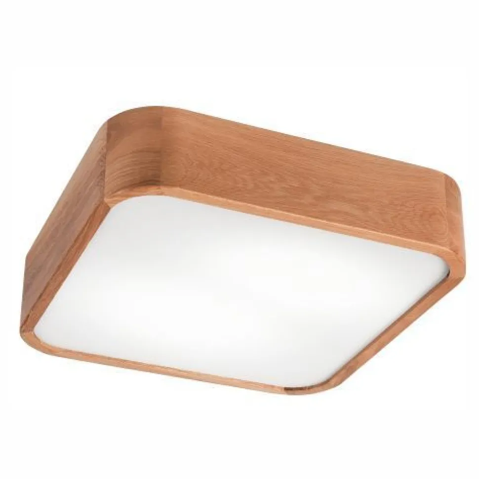 Kleine Deckenleuchte eckig B: 35 cm Holz in für 2x E27