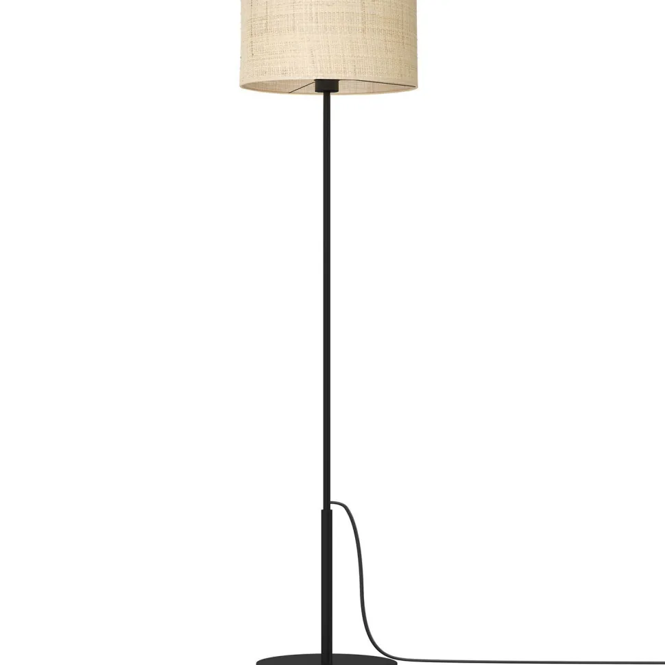 Kleine Stehleuchte Schwarz Natur 150 cm Rattan Metall
