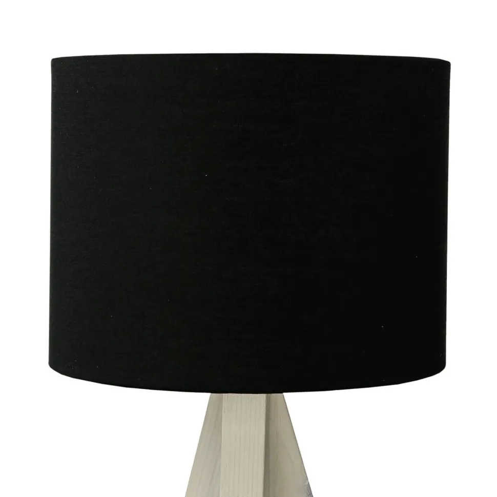 Kleine Tischlampe Holz Stoff H:31cm Ø17cm modern