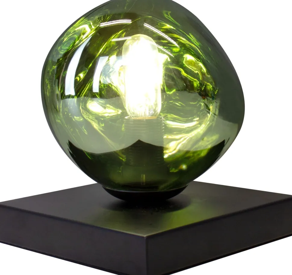 Kleine Tischleuchte E14 Schwarz Grün 17,5 cm dekorativ