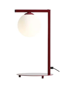 Kleine Tischleuchte Rot Weiß Glas Kugel 49 cm gemütlich