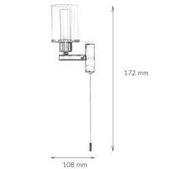Kleine Wandlampe mit Schalter Glasschirm IP44 H:17cm