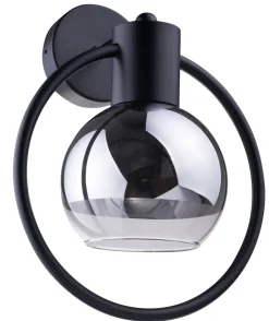 Kleine Wandleuchte Metall Schwarz Silber Glas B:25 cm