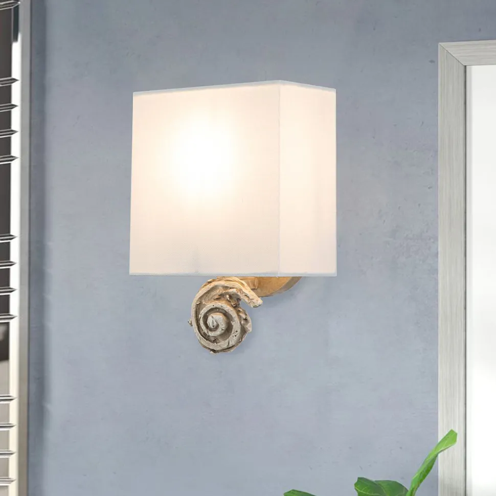 Kleine Wandleuchte Stoff H: 25,4 cm Creme Weiß