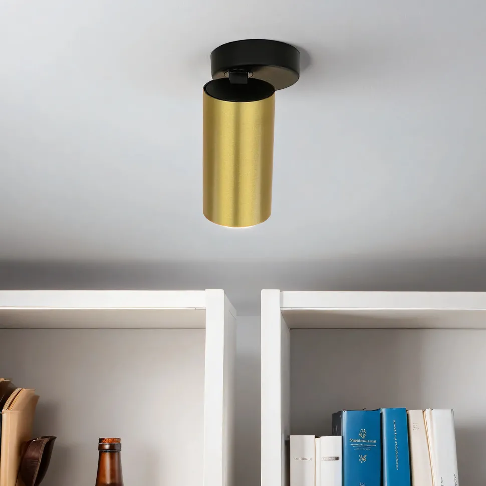 Kleiner Deckenstrahler Messing H:13cm GU10 elegant