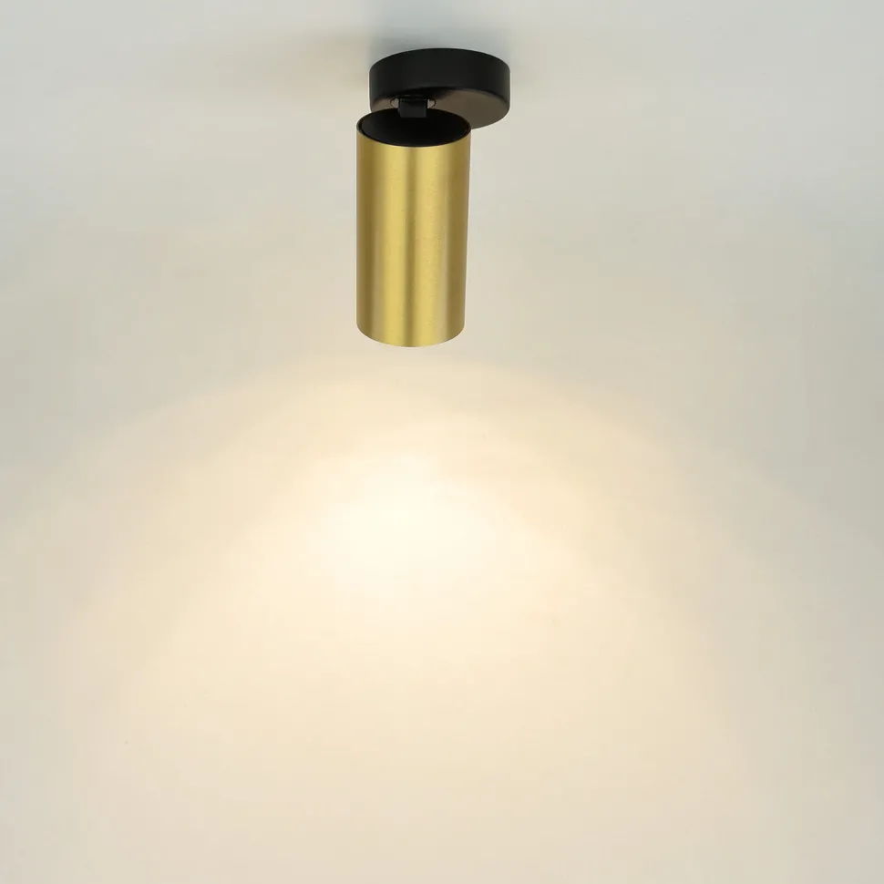 Kleiner Deckenstrahler Messing H:13cm GU10 elegant