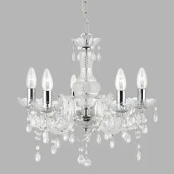 Kristall Kronleuchter Glas Ø 48 cm 5x E14 Klassisch