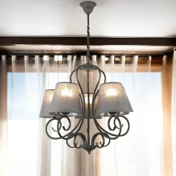 Kronleuchter ABUELA Stoff 5-flmg Landhaus Esstisch