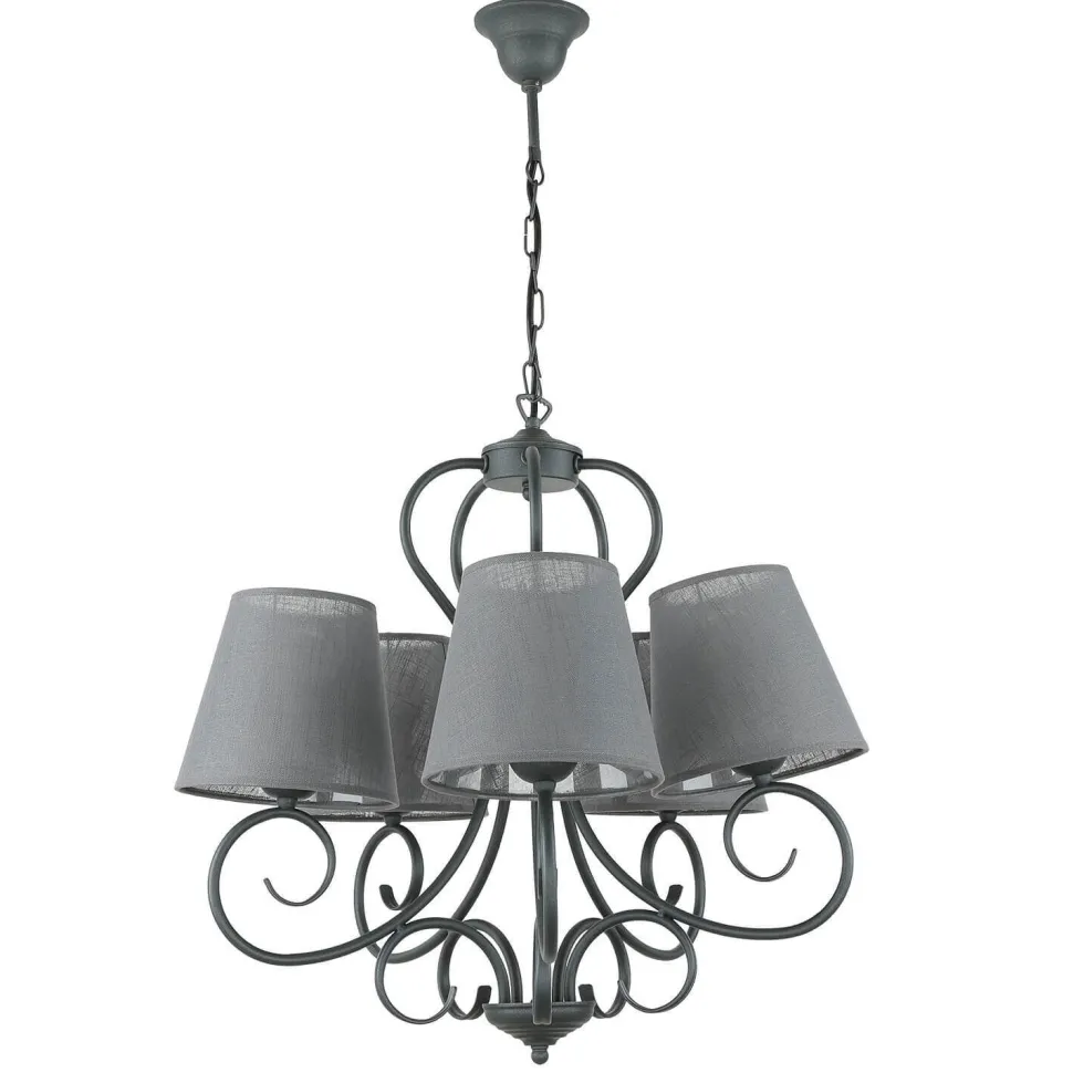 Kronleuchter ABUELA Stoff 5-flmg Landhaus Esstisch