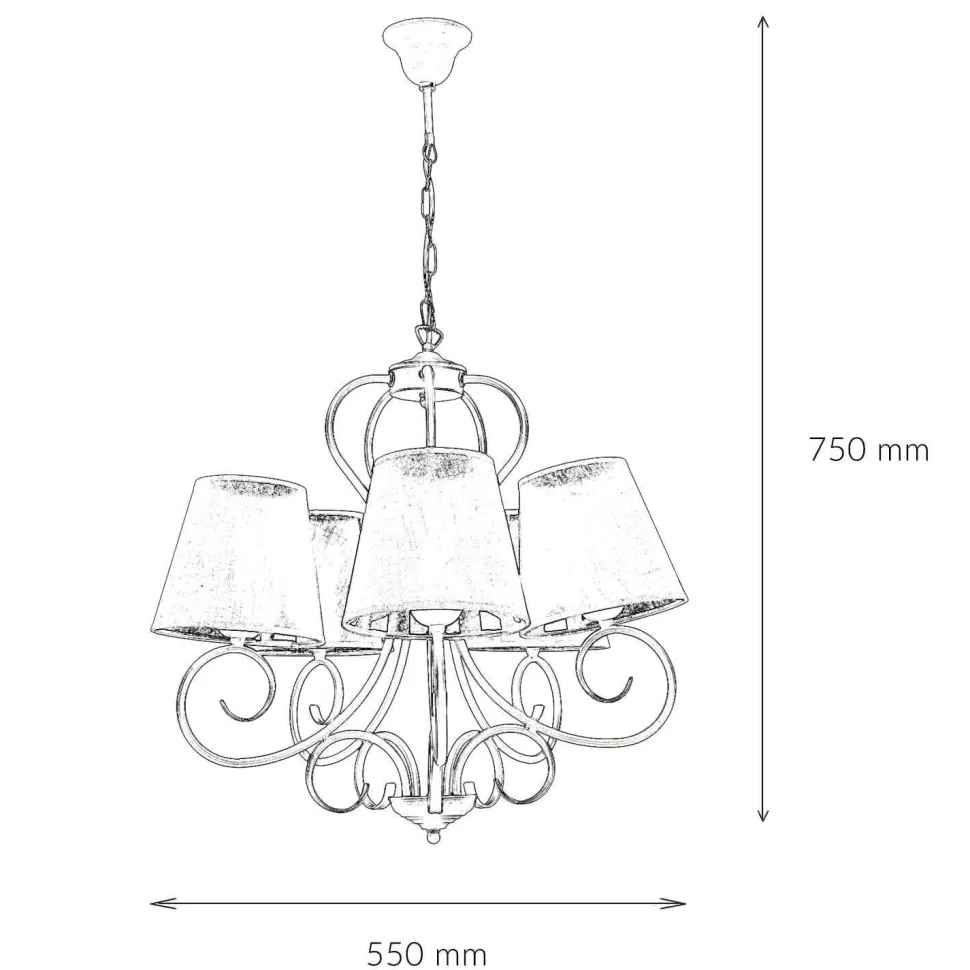 Kronleuchter ABUELA Stoff 5-flmg Landhaus Esstisch