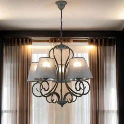 Kronleuchter ABUELA Stoff 5-flmg Landhaus Esstisch