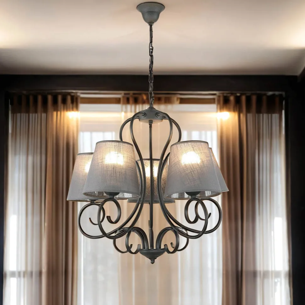 Kronleuchter ABUELA Stoff 5-flmg Landhaus Esstisch