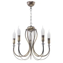 Kronleuchter AREGUND in Messing antik 5xE14 Ø48cm