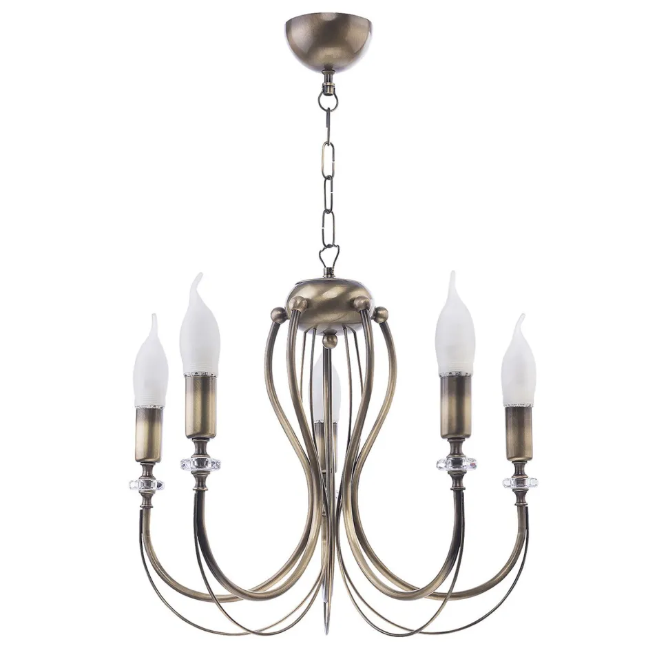 Kronleuchter AREGUND in Messing antik 5xE14 Ø48cm