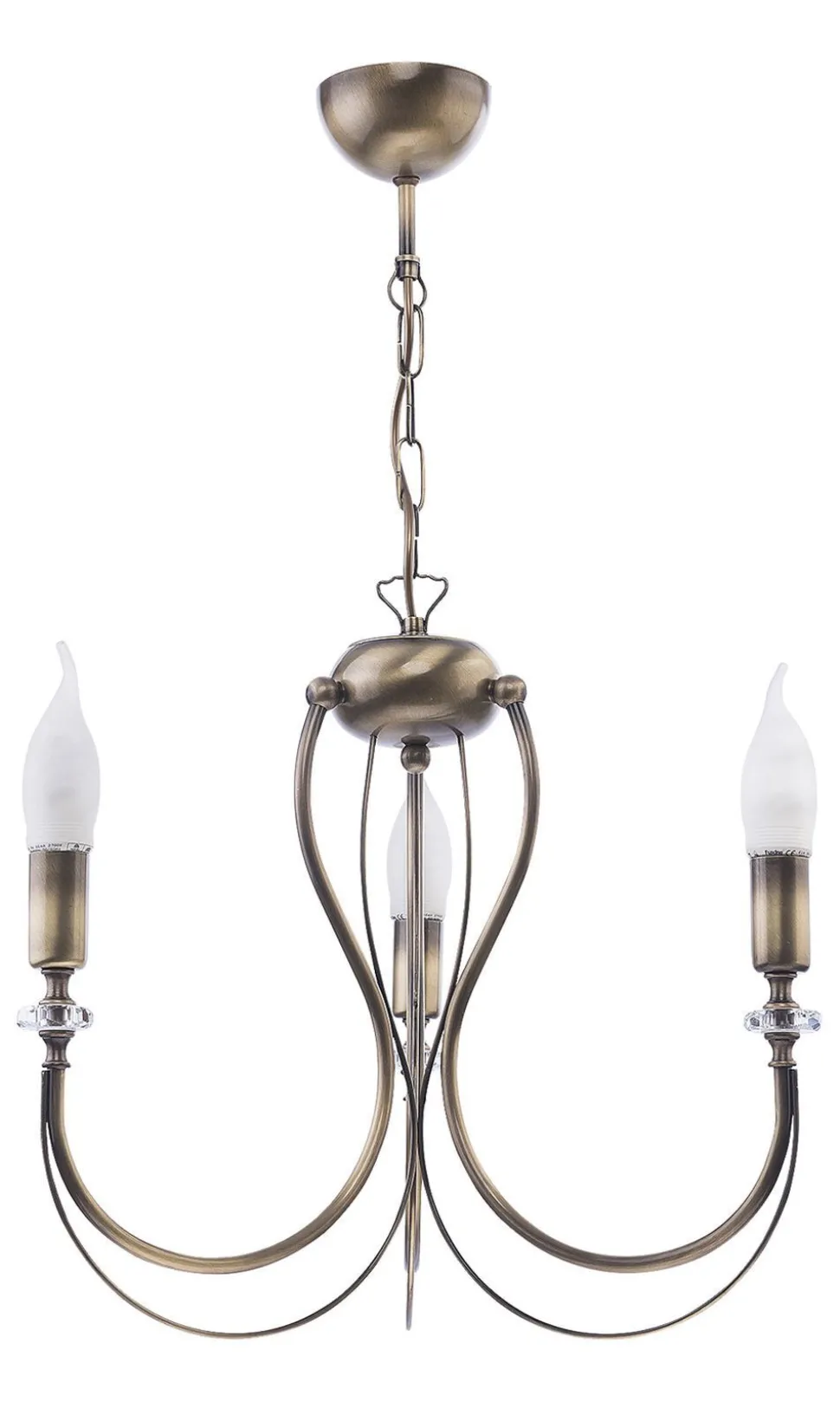 Kronleuchter AREGUND in Messing antik 3xE14 Ø48cm