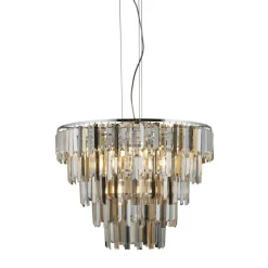 Kronleuchter Art Déco Ø 65 cm Kristall Rauchglas 9x E14