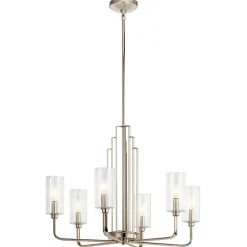 Kronleuchter Art Déco Metall Glas B: 68,6 cm H: max. 169,8 cm