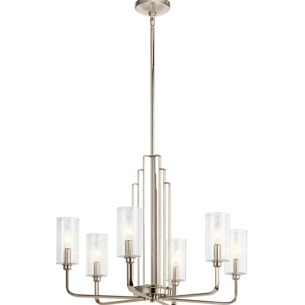 Kronleuchter Art Déco Metall Glas B: 68,6 cm H: max. 169,8 cm