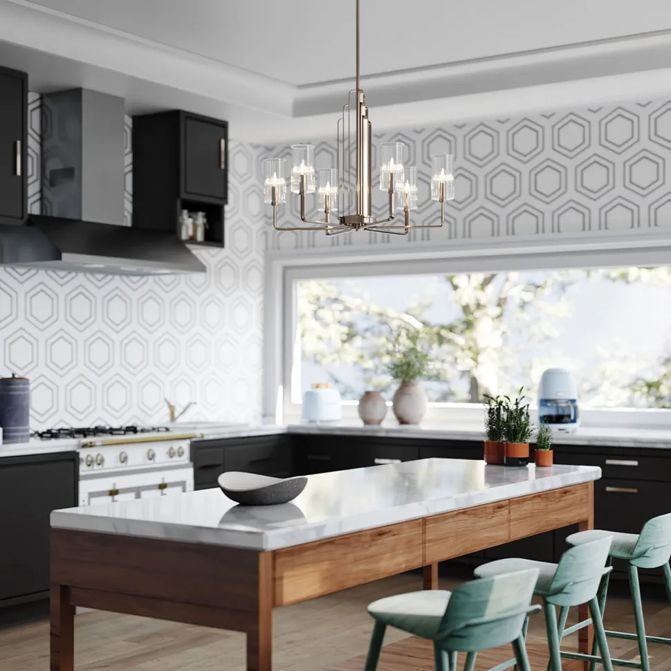 Kronleuchter Art Déco Metall Glas B: 68,6 cm H: max. 169,8 cm