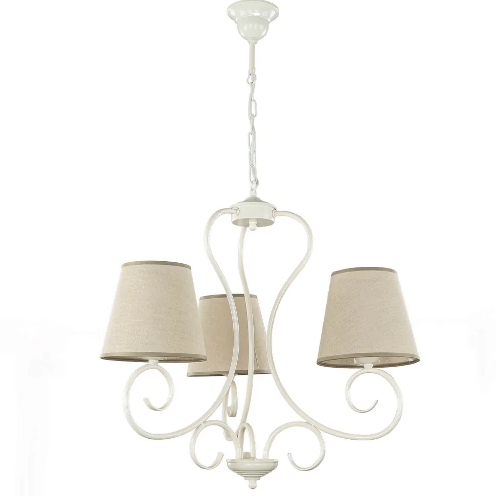 Kronleuchter Beige Landhaus Stoff Esstisch Lampe